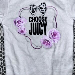 (C) 2017, Juicy Couture Onesie w/Pink Roses & Trim, Cow Print Bow, Sz 18 Month
